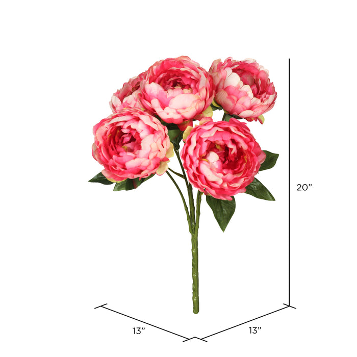20" Silk Peony Flower Bush -Pink (Pack of 6) - FA174703