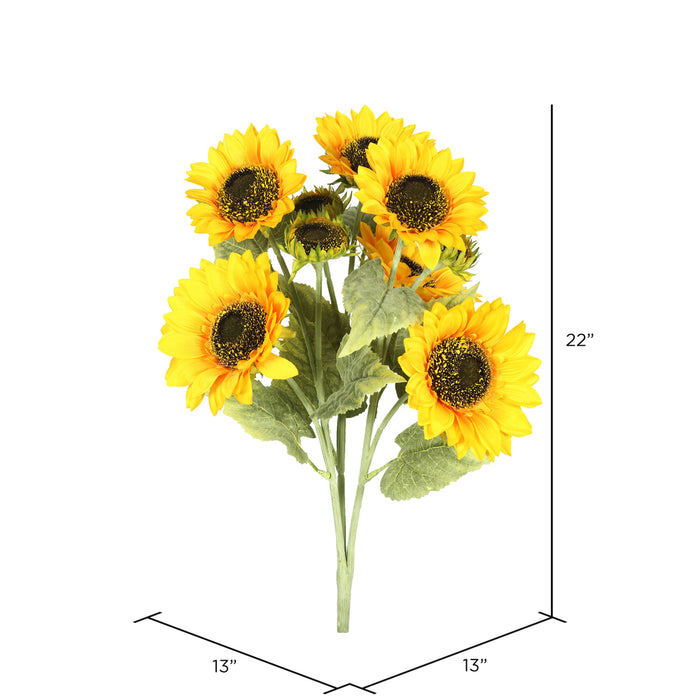 22" Silk Sunflower Flower Bush -Yellow (Pack of 6) - FA174901