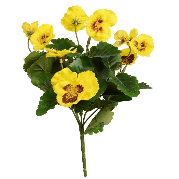 10" Silk Pansy Flower Bush -Yellow (Pack of 12) - FA186401