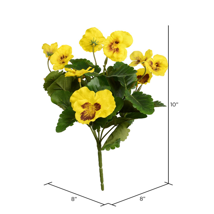 10" Silk Pansy Flower Bush -Yellow (Pack of 12) - FA186401