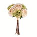 13" Rose & Hydrangea Silk Flower Bouquet -Green/Ivory (Pack of 6) - FA191004