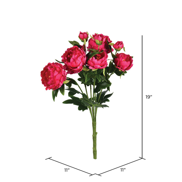 19" Silk Peony Flower Bush -Fuchsia (Pack of 6) - FA191145