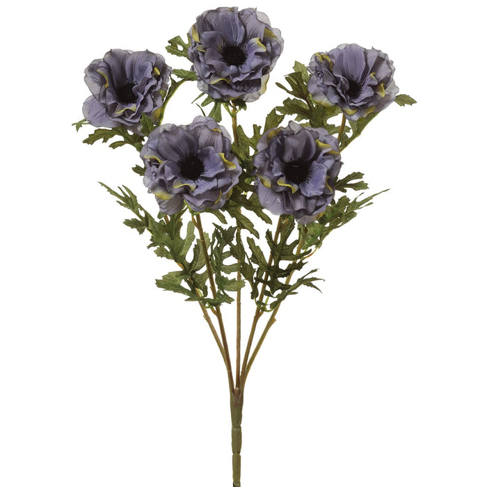 19" Anemone Silk Flower Bush -Blue (pack of 12) - FBA058-BL