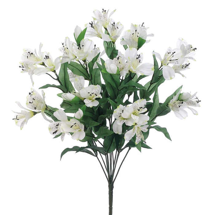 21" Silk Alstroemeria Flower Bush -White (Pack of 12) - FBA366-WH