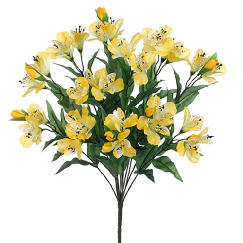 21" Silk Alstroemeria Flower Bush -Yellow (pack of 12) - FBA366-YE