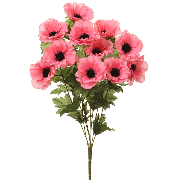 19" Silk Anemone Flower Bush -Coral (pack of 12) - FBA509-CO