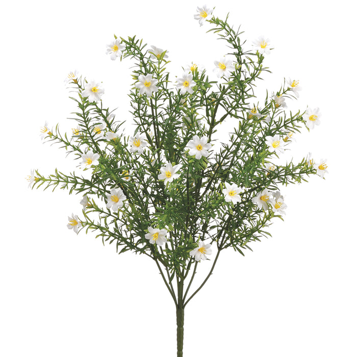 18" Silk Mini Blossom Flower Bush -White (pack of 24) - FBB037-WH