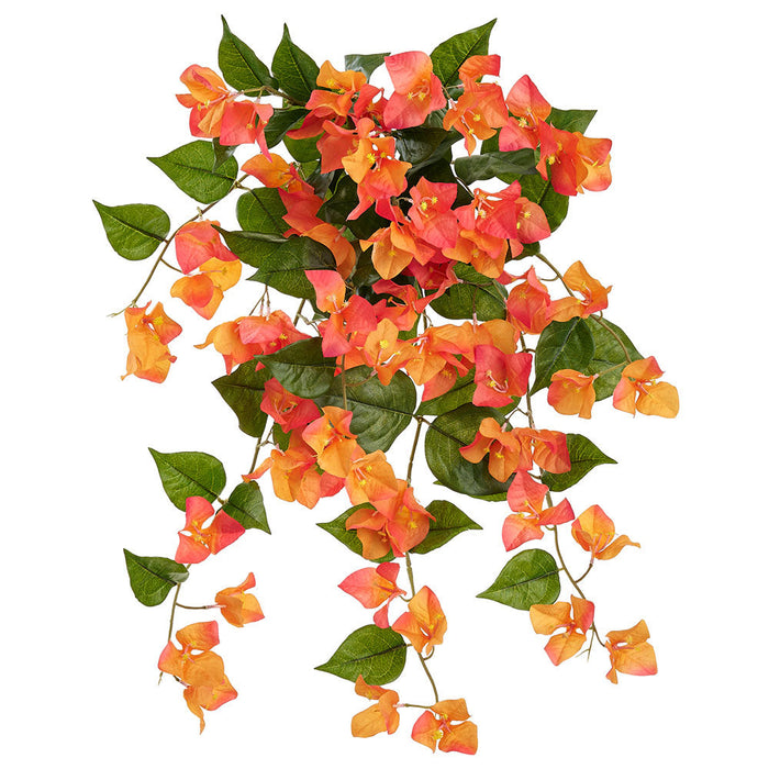 24" Outdoor UV-Resistant Artificial Hanging Bougainvillea Flower Bush -Coral (Pack of 6) - FBB115-CO
