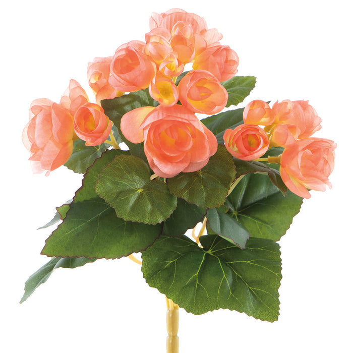 10" Silk Begonia Flower Bush -Peach (pack of 24) - FBB117-PE