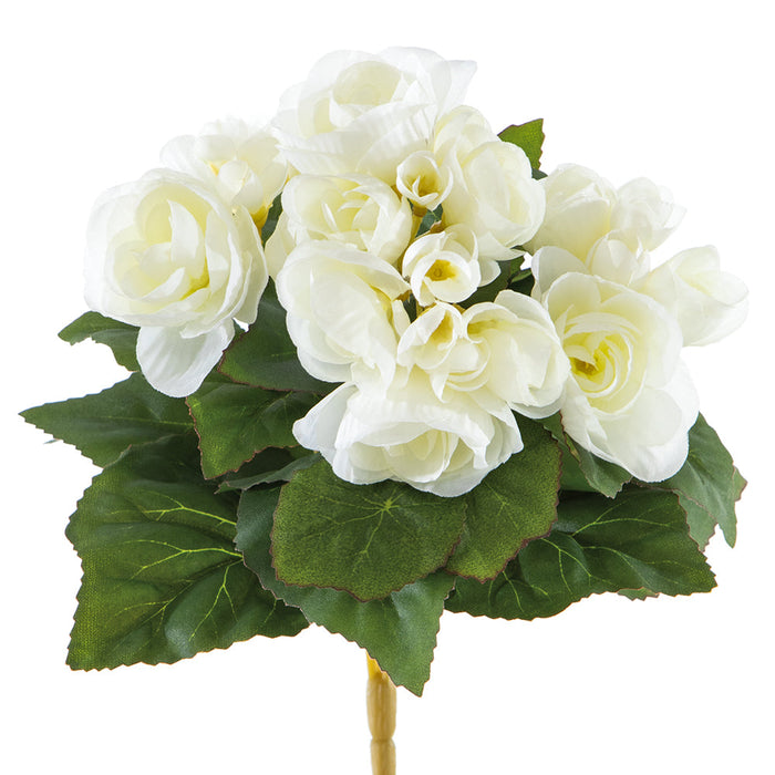 10" Silk Begonia Flower Bush -White (pack of 24) - FBB117-WH