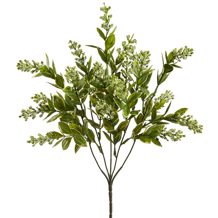 15" Mini Blossom Silk Flower Bush -Green (Pack of 12) - FBB155-GR