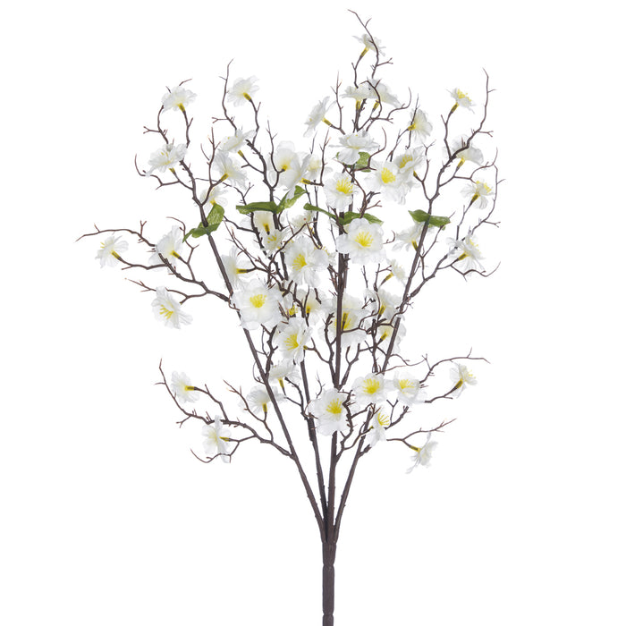 23" Silk Peach Blossom Flower Bush -White (pack of 12) - FBB210-WH