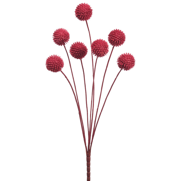 21" Artificial Billy Button Flower Bush -Burgundy (pack of 6) - FBB211-BU