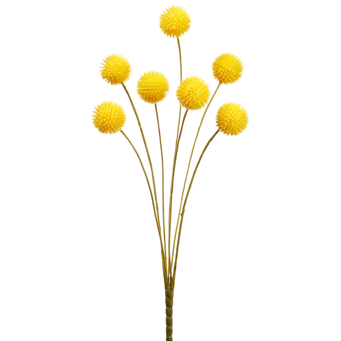 21" Artificial Billy Button Flower Bush -Yellow (pack of 6) - FBB211-YE