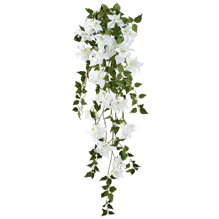 43" Hanging Bougainvillea Silk Flower Bush -White (Pack of 12) - FBB390-WH