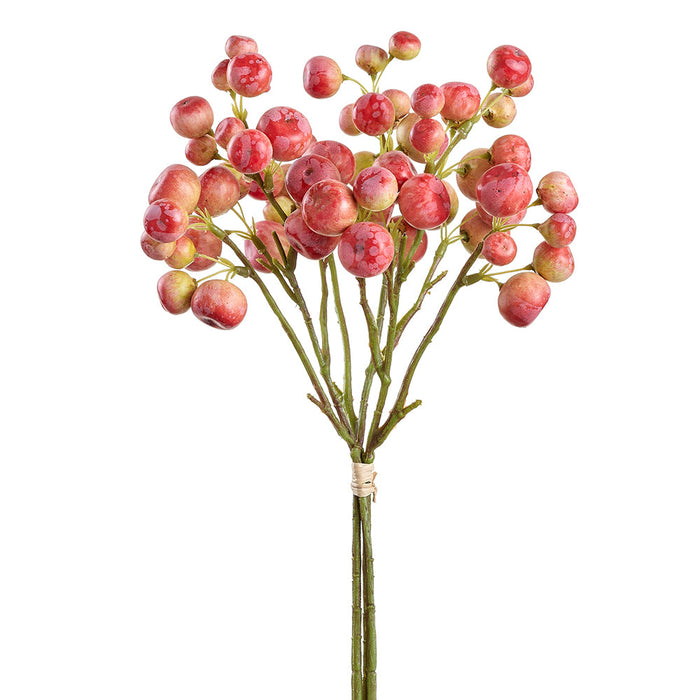 14" Artificial Crabapple Fruit Stem Bundle -Red (Pack of 12) - FBB392-RE