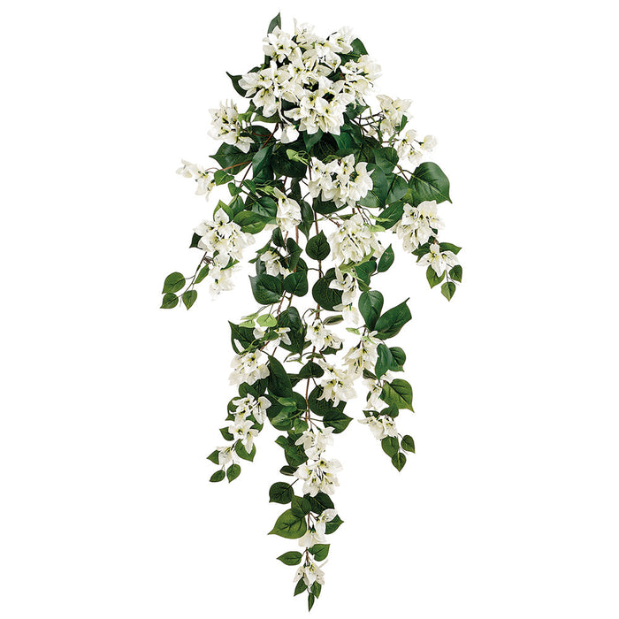 42" Outdoor UV-Resistant Artificial Hanging Bougainvillea Flower Bush -Cream (Pack of 12) - FBB603-CR