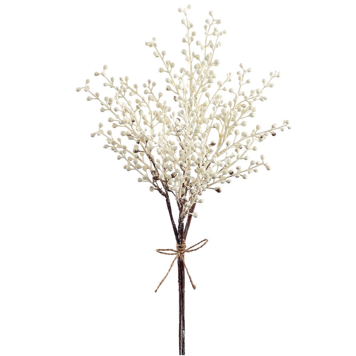 18" Artificial Mini Berry Stem Bundle -Cream (Pack of 12) - FBB712-CR