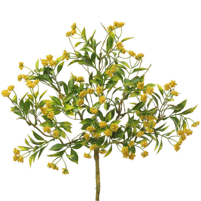 17" Silk Mini Blossom Flower Bush -Yellow (pack of 12) - FBB982-YE