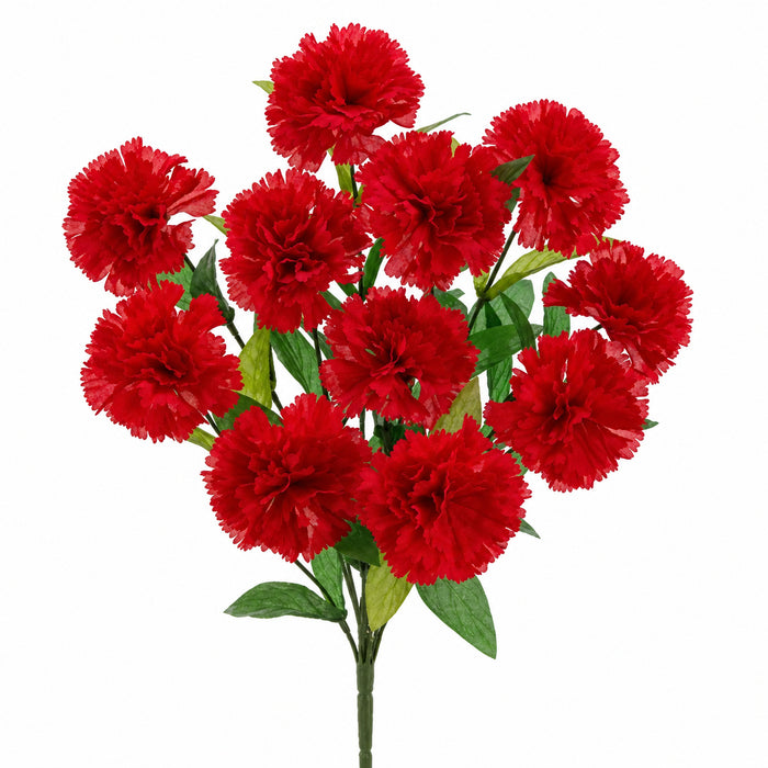 18" Silk Carnation Flower Bush -Red (Pack of 12) - FBC012-RE
