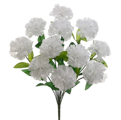 18" Silk Carnation Flower Bush White Carnation Flowers — Silks Are