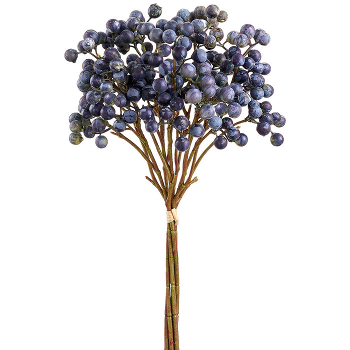13" Artificial Crabapple Fruit Stem Bundle -Blue (Pack of 24) - FBC165-BL
