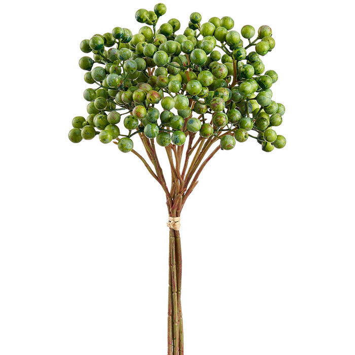 13" Artificial Crabapple Fruit Stem Bundle -Green (Pack of 24) - FBC165-GR