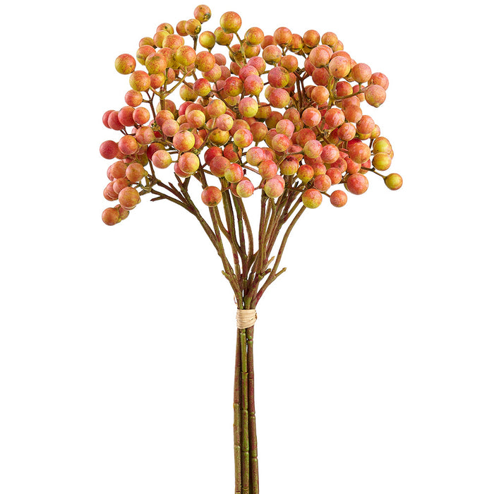 13" Artificial Crabapple Fruit Stem Bundle -Orange (Pack of 24) - FBC165-OR