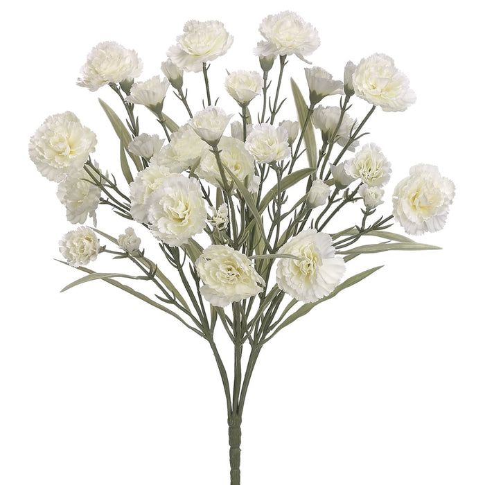 17.5" Carnation Silk Flower Bush -White/Cream (pack of 12) - FBC175-WH/CR
