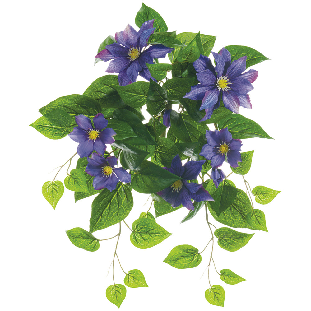 UVResistant Outdoor Artificial Hanging Clematis Flower Bush Purple