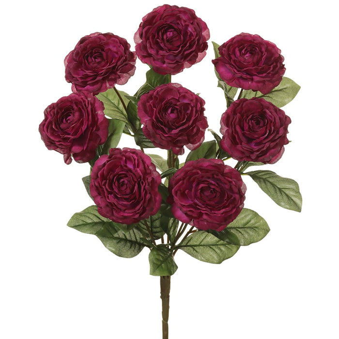 19" Silk Camellia Flower Bush -Boysenberry (pack of 12) - FBC404-BB