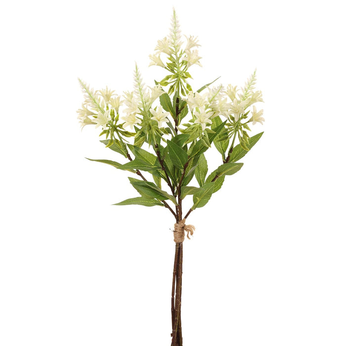 19" Silk Orange Jessamine Flower Stem Bundle -White (Pack of 12) - FBC515-WH