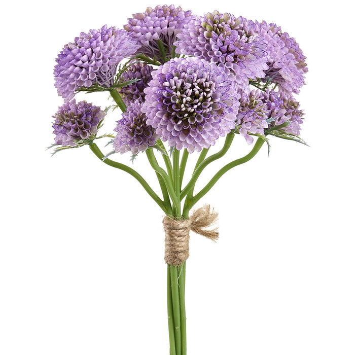 14" Pompon Dahlia Silk Flower Bouquet -Purple/Lavender (Pack of 12) - FBD055-PU/LV