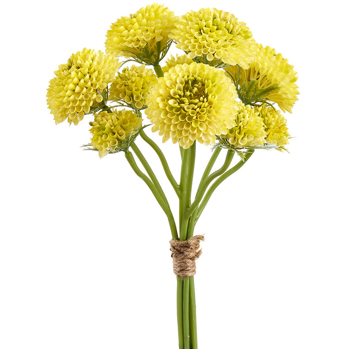 14" Pompon Dahlia Silk Flower Bouquet -Yellow (Pack of 12) - FBD055-YE