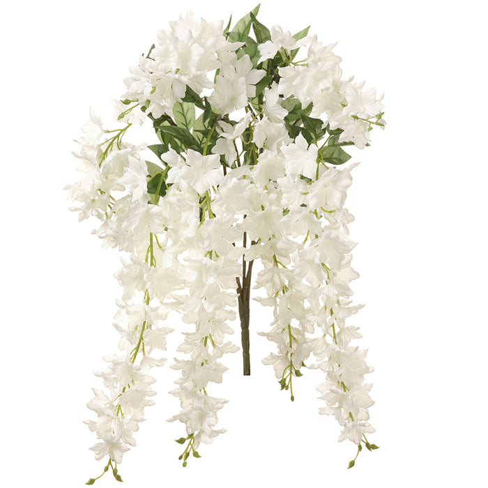 34" Hanging Silk Delphinium Flower Bush -White (pack of 6) - FBD134-WH