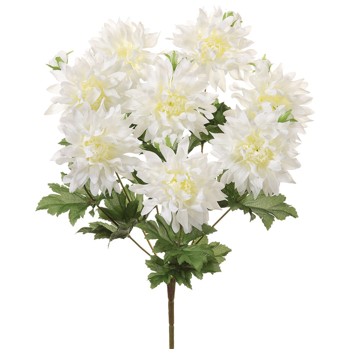 18" Silk Dahlia Flower Bush -White (pack of 12) - FBD168-WH