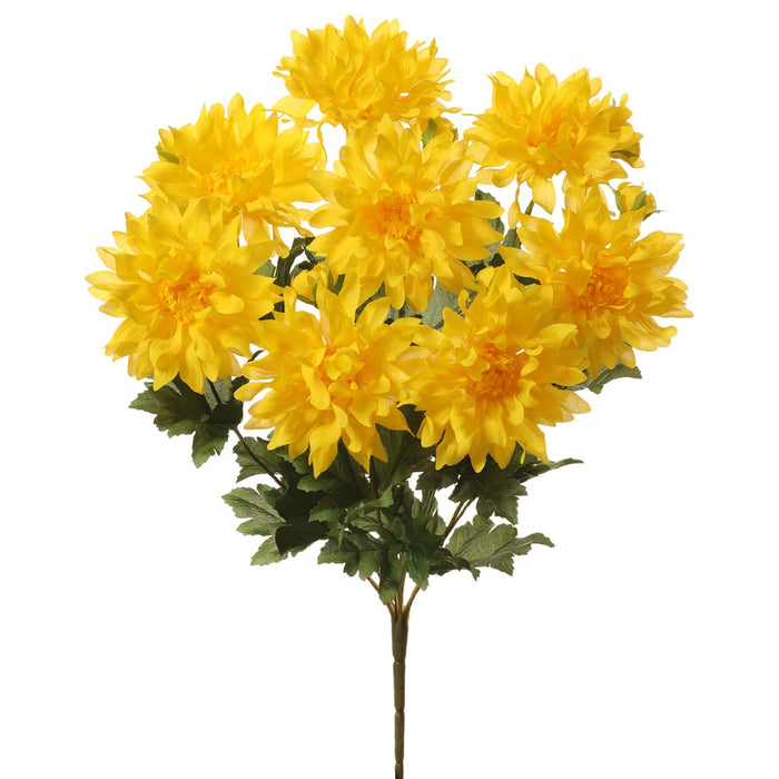 18" Silk Dahlia Flower Bush -Yellow (pack of 12) - FBD168-YE