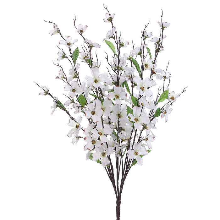 27" Silk Dogwood Flower Bush -White (pack of 12) - FBD227-WH