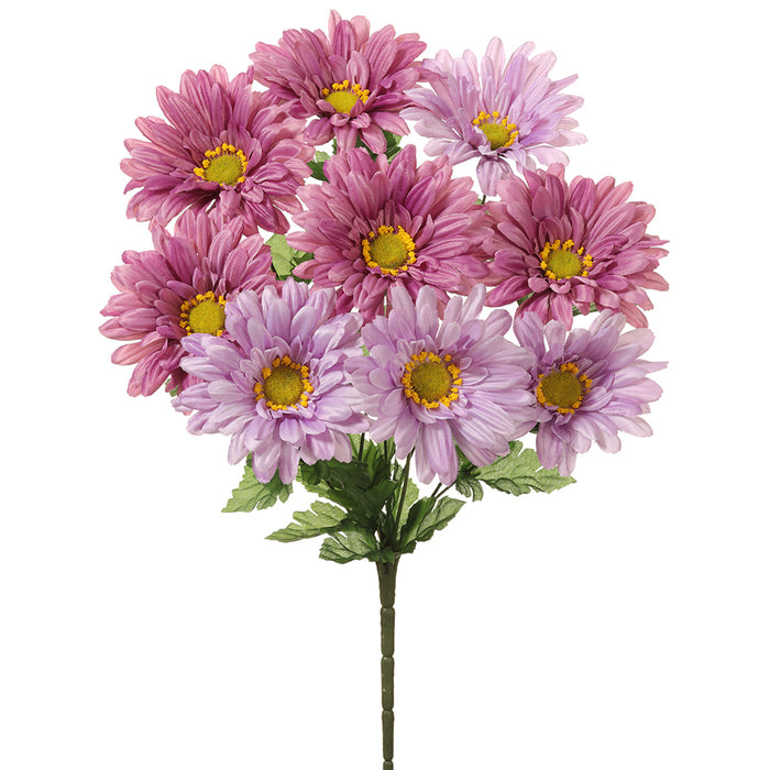 19" Silk Gerbera Daisy Flower Bush -Lavender/Purple (pack of 12) - FBD322-LV/PU