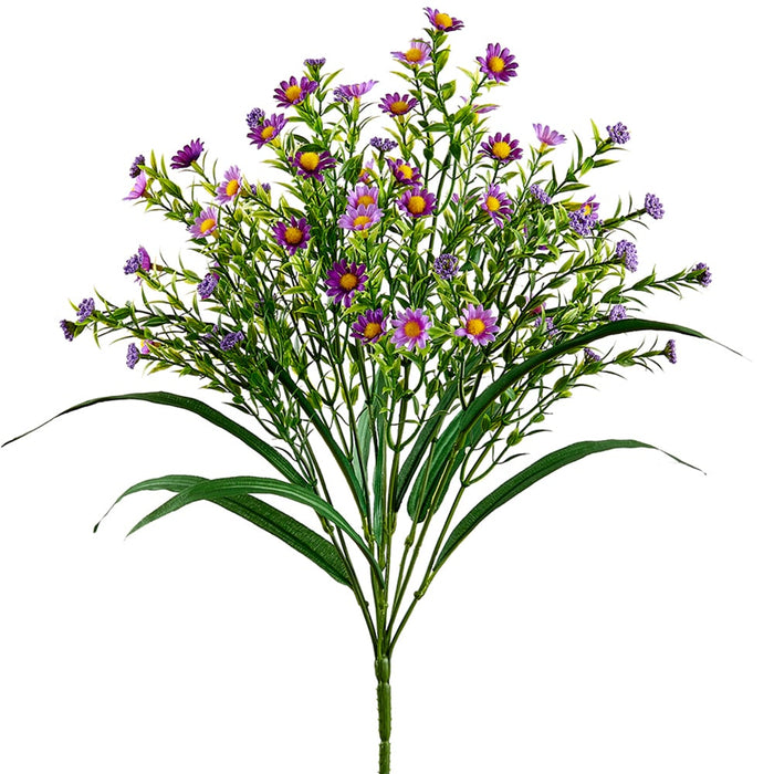19" Mini Silk Daisy Flower Bush -Violet/Purple (pack of 12) - FBD376-VI/PU