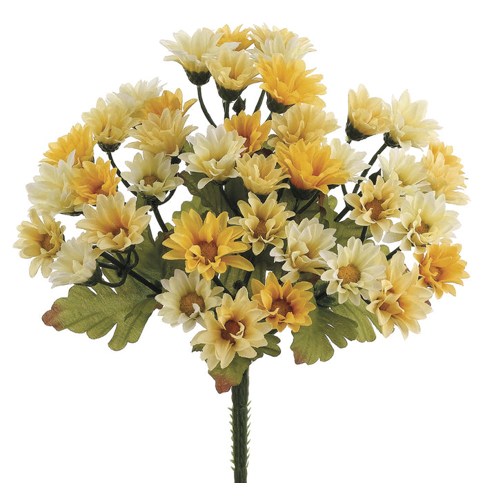 8" Silk Mini Daisy Flower Bush -2 Tone Yellow (pack of 24) - FBD438-YE/TT
