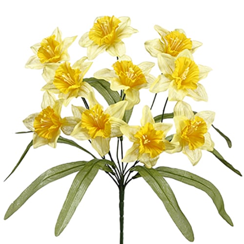 17" Narcissus Daffodil Silk Flower Bush -2 Tone Yellow (pack of 24) - FBD601-YE/TT
