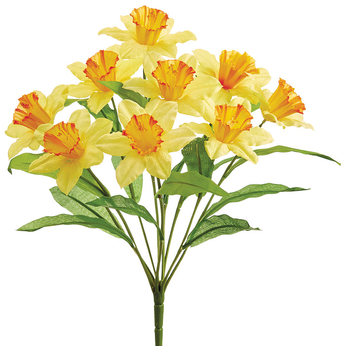 19.5" Silk Narcissus Daffodil Flower Bush -Yellow/Gold (pack of 12) - FBD634-YE/GO