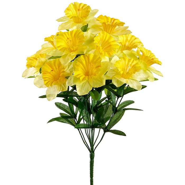 19" Silk Narcissus Daffodil Flower Bush -2 Tone Yellow (pack of 12) - FBD802-YE/TT