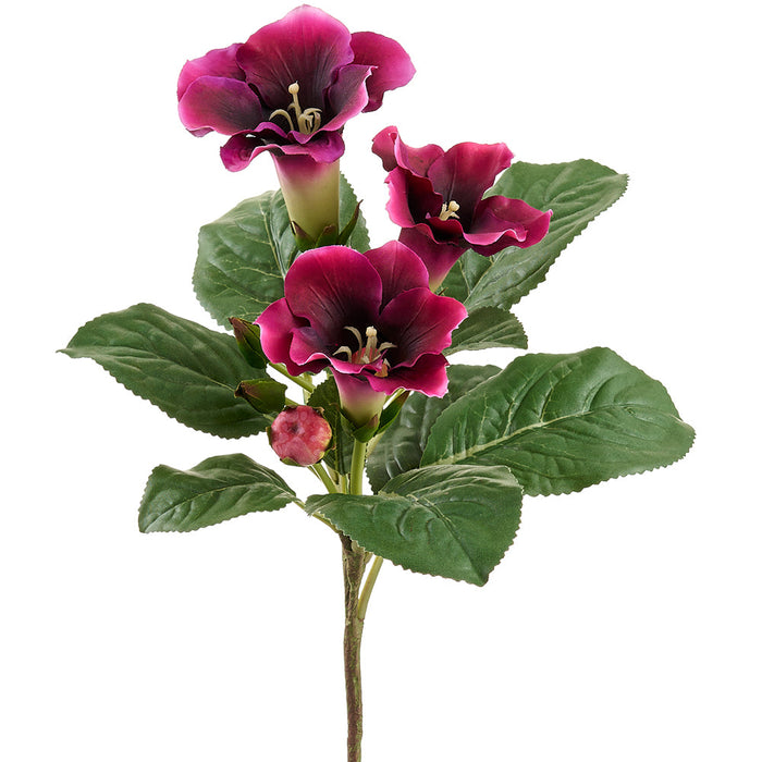 13" Gloxinia Silk Flower Bush -Dark Fuchsia (Pack of 12) - FBG093-FU/DK