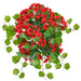 24" Outdoor UV-Resistant Faux Hanging Geranium Flower Bush -Red (Pack of 6) - FBG112-RE