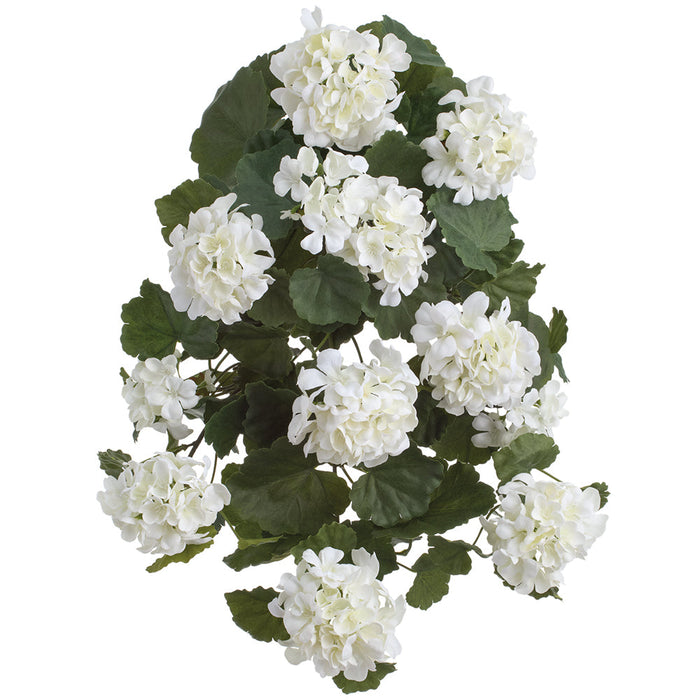 22" Hanging Geranium Silk Flower Bush -White (Pack of 4) - FBG260-WH