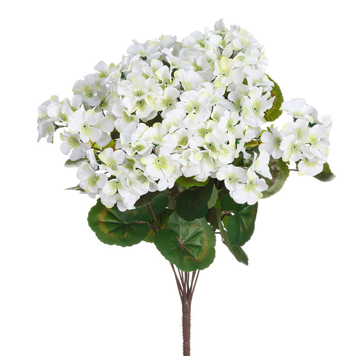 18.5" Outdoor UV-Resistant Artificial Geranium Flower Bush -Cream (Pack of 12) - FBG309-CR