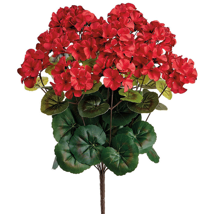 18.5" Outdoor UV-Resistant Artificial Geranium Flower Bush -Red (Pack of 12) - FBG309-RE