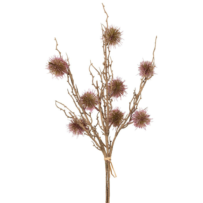 20" Globe Thistle Artificial Flower Stem Bundle -Purple (pack of 12) - FBG458-PU